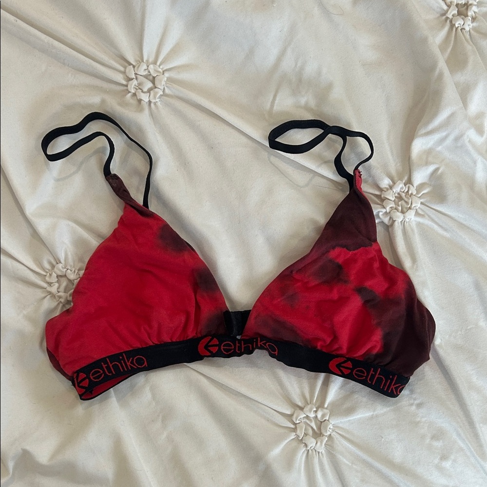 Ethika Women's Vibrant Red and Black Bra